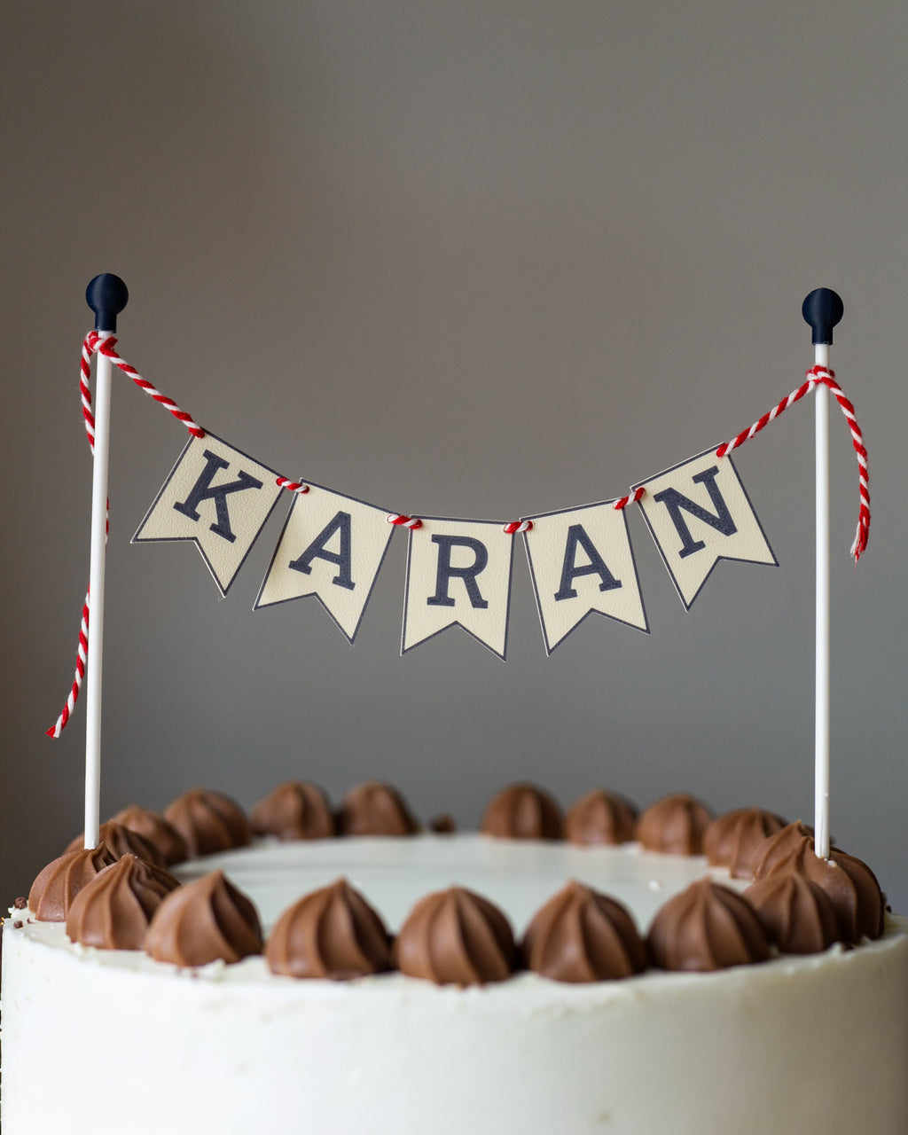 Kişiye Özel Retro Mini Banner Pasta Süsü (Cake Topper Banner)